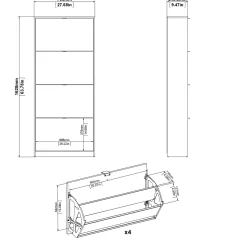 Schoenenkast Shoes Mat Zwart 4-vakken - Giga Living