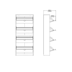 Schoenenkast Shoes Mat Zwart 4-vakken - Giga Living