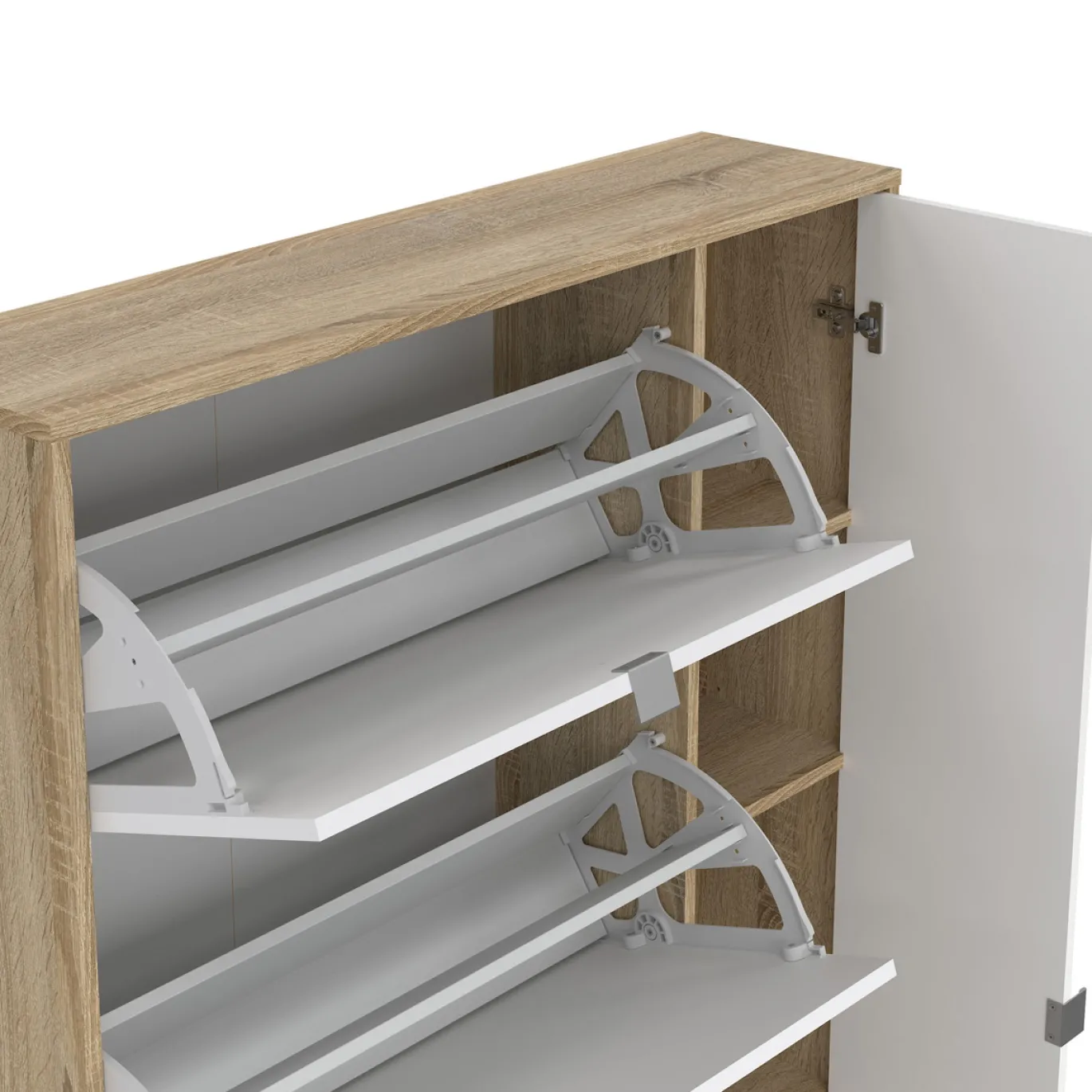 Schoenenkast Shoes Naturel/Wit Hoogglans 162cm - Giga Living