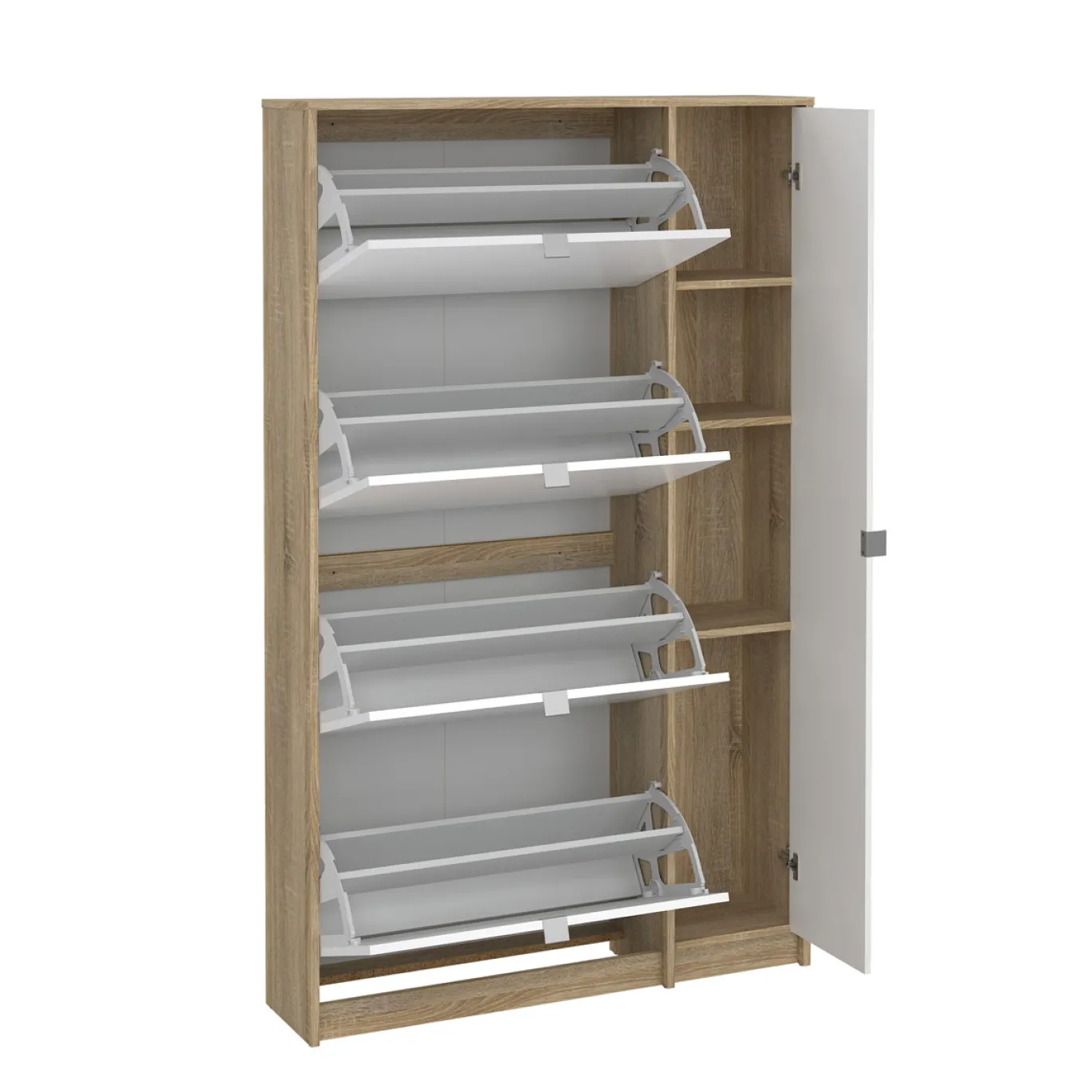 Schoenenkast Shoes Naturel/Wit Hoogglans 162cm - Giga Living