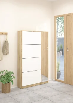 Schoenenkast Shoes Naturel/Wit Hoogglans 162cm - Giga Living