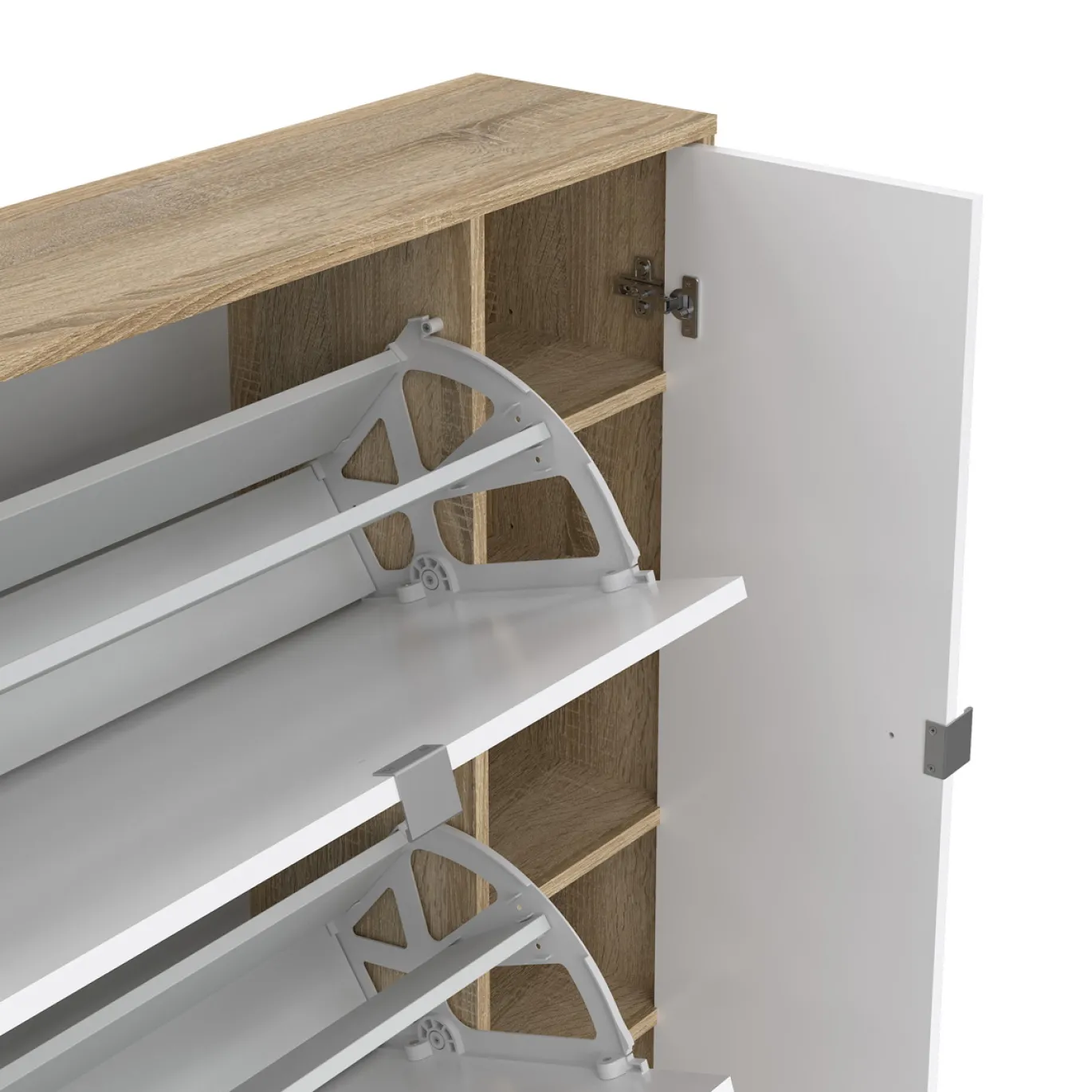 Schoenenkast Shoes Naturel/Wit Hoogglans 124cm - Giga Living