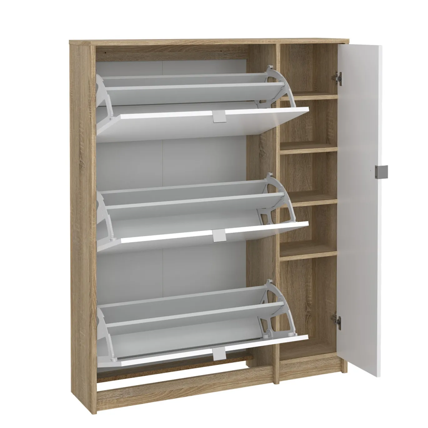 Schoenenkast Shoes Naturel/Wit Hoogglans 124cm - Giga Living