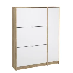 Schoenenkast Shoes Naturel/Wit Hoogglans 124cm - Giga Living