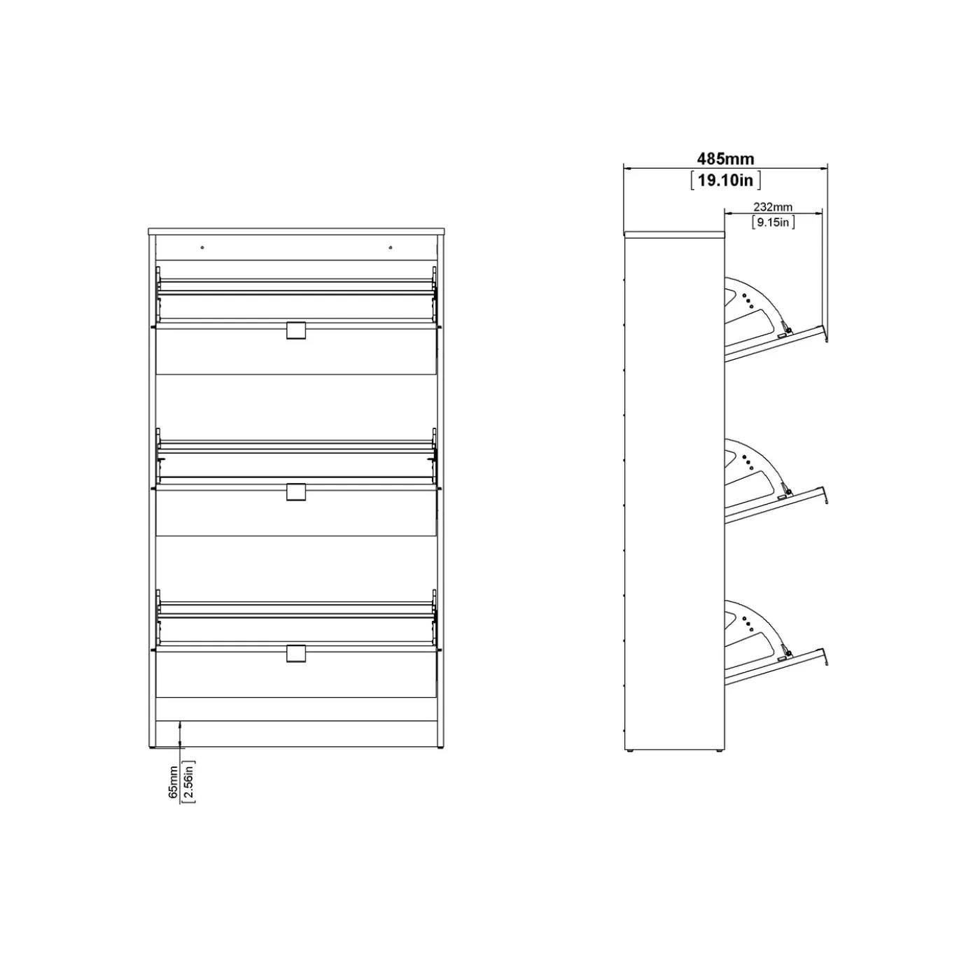 Schoenenkast Shoes 3 vakken + 2 Lagen Hickory - Giga Living