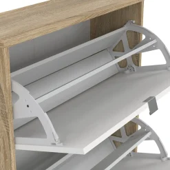 Schoenenkast Shoes Wit/Naturel 3-vakken - Giga Living