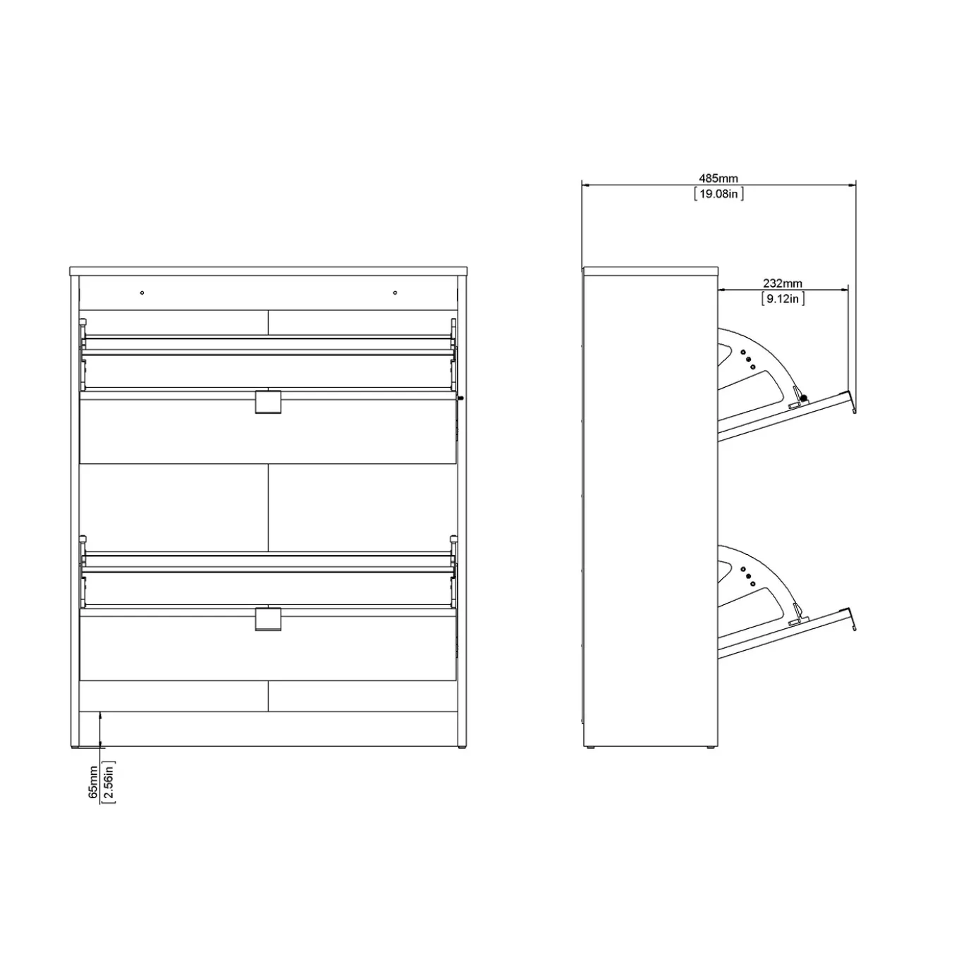 Schoenenkast Shoes Wit 2-vakken - Giga Living