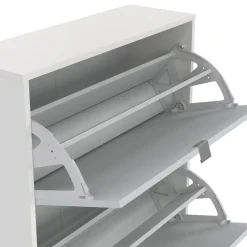 Schoenenkast Shoes Wit 4-vakken Met Spiegel - Giga Living