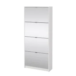 Schoenenkast Shoes Wit 4-vakken Met Spiegel - Giga Living