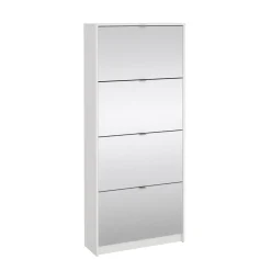Schoenenkast Shoes Wit 4-vakken Met Spiegel - Giga Living