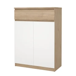 Schoenenkast Ylva met 2 deuren + 1 lade Wit Hickory - Giga Living