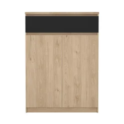 Schoenenkast Ylva met 2 deuren + 1 lade Matzwart Hickory - Giga Living