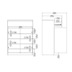 Schoenenkast Ylva met 2 deuren + 1 lade Matzwart Hickory - Giga Living