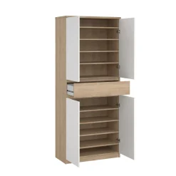 Schoenenkast Ylva met 4 deuren + 1 lade Wit Hickory - Giga Living