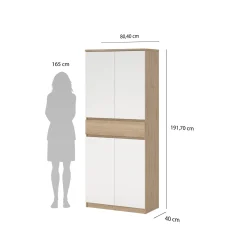 Schoenenkast Ylva met 4 deuren + 1 lade Wit Hickory - Giga Living
