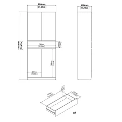 Schoenenkast Ylva met 4 deuren + 1 lade Wit Hickory - Giga Living