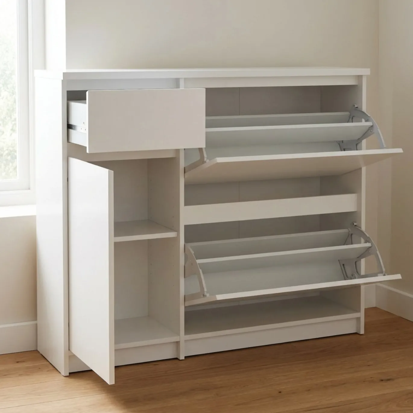 Schoenenkast Ylva Wit Hoogglans - Giga Living