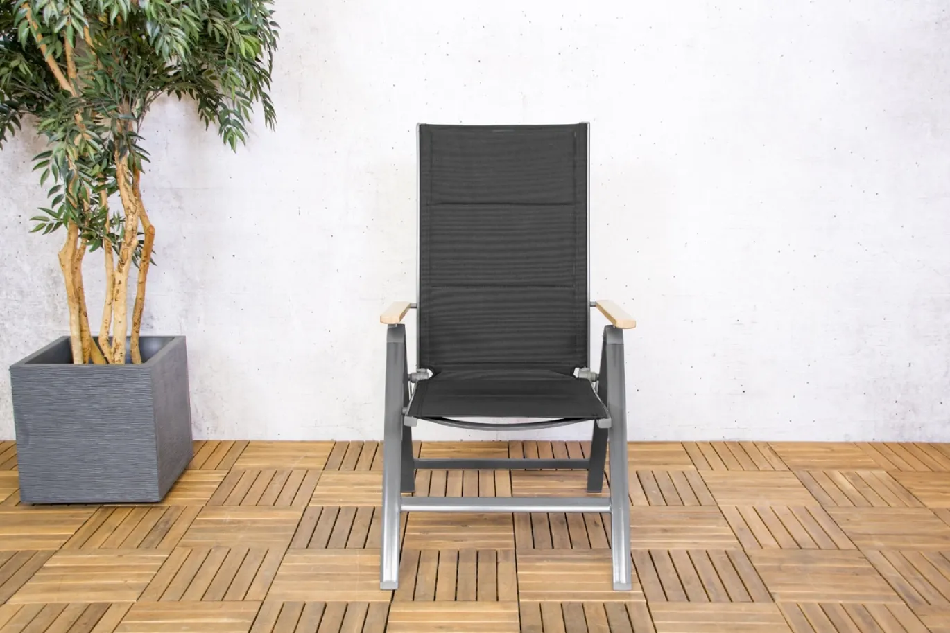 SenS-Line Verstelbare Tuinstoel Pisa Zwart/Houtlook