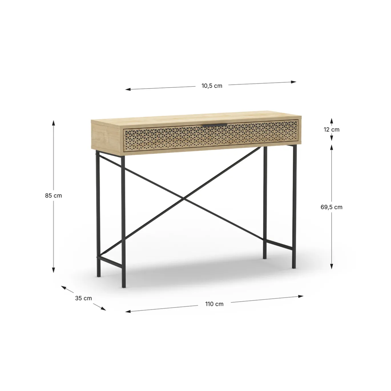 Sidetable Ecrin 1dr Eiken met Metaal - Giga Meubel