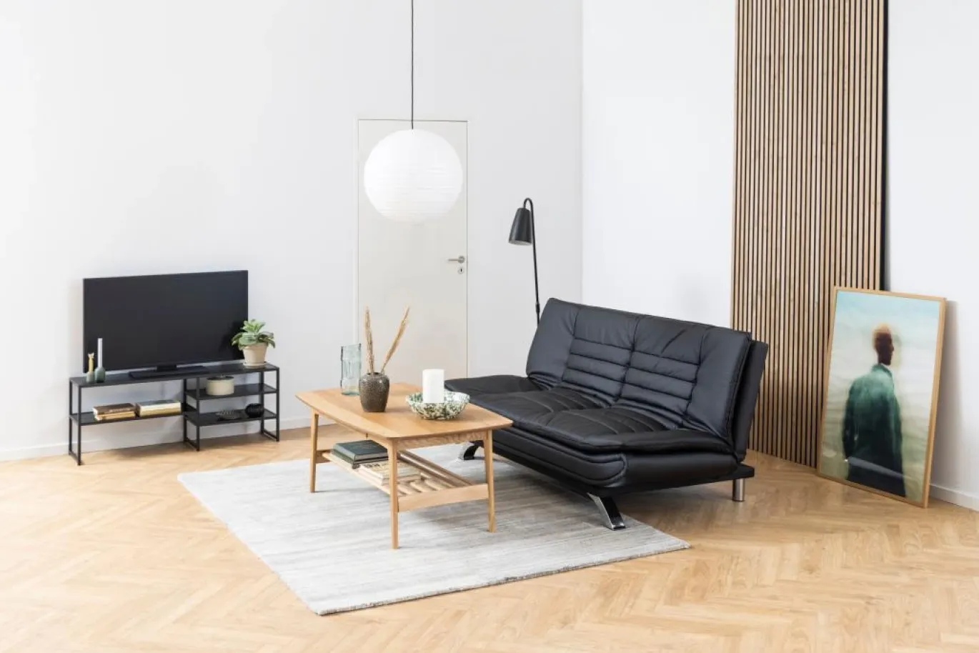 Slaapbank Grona Zwart Pu 196cm - Giga Living