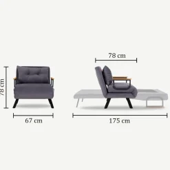 Slaapfauteuil Sando Single Grijs