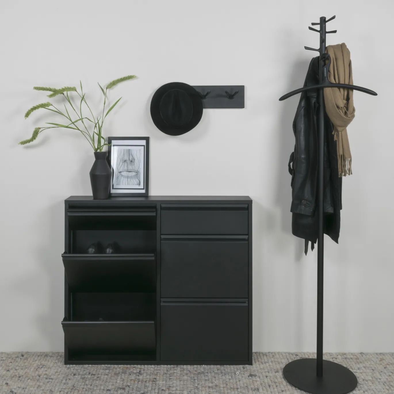 Spinder Design Schoenenkast Billy 6 Zwart