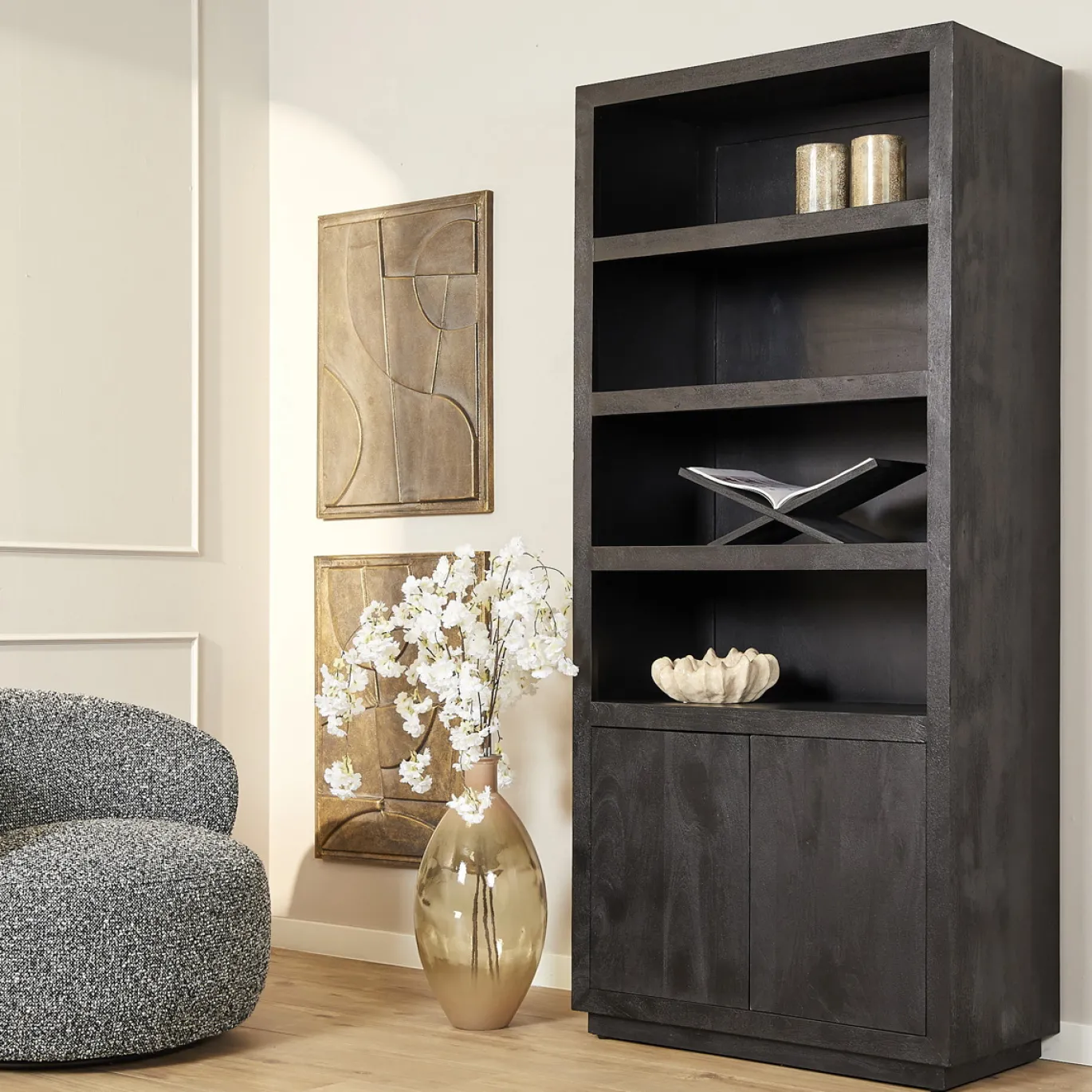 StarFurn Boekenkast Brussel Zwart 90cm
