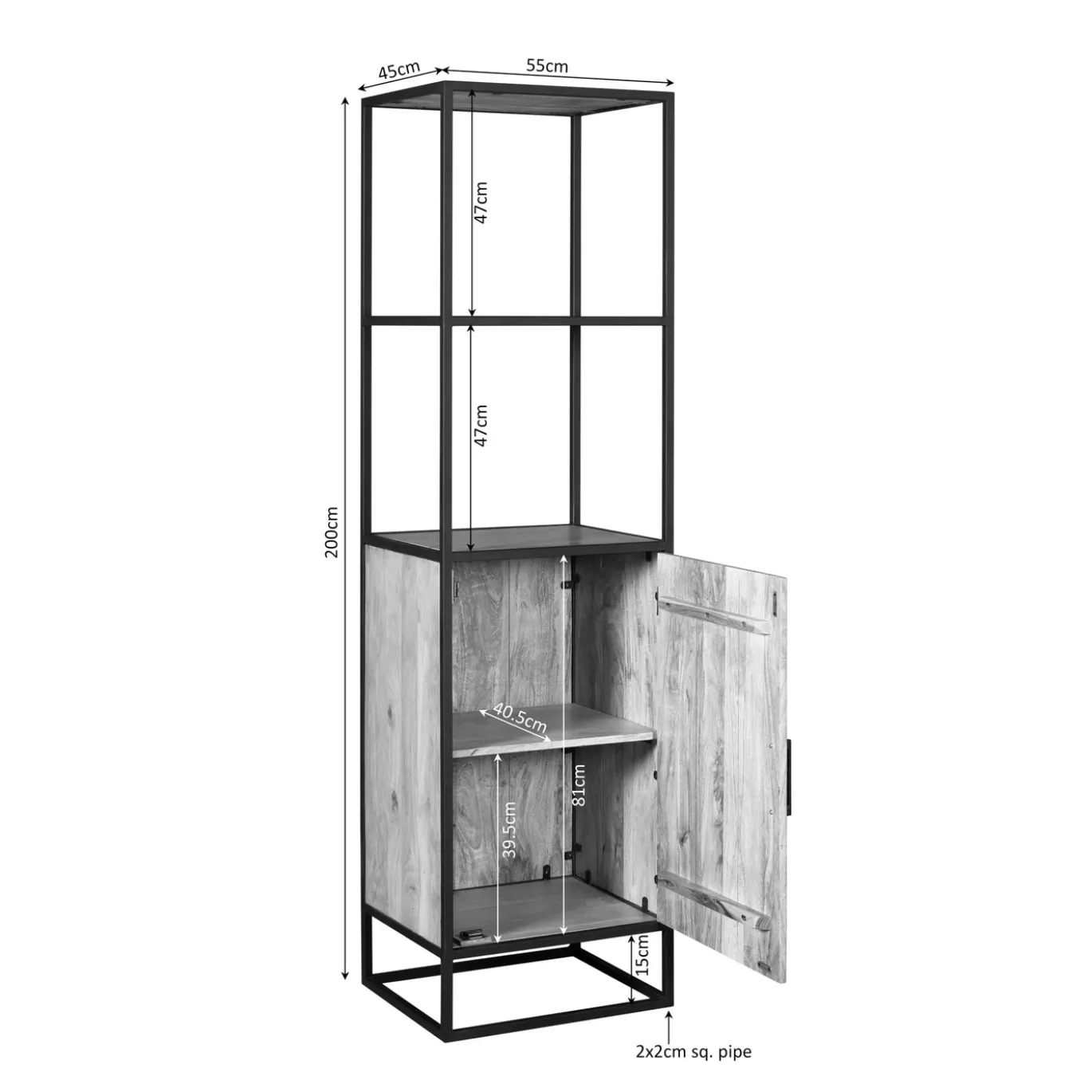 Starfurn Boekenkast Dakota Naturel 1 deur 55cm