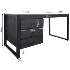 StarFurn Bureau Boaz Metalen Lades Zwart