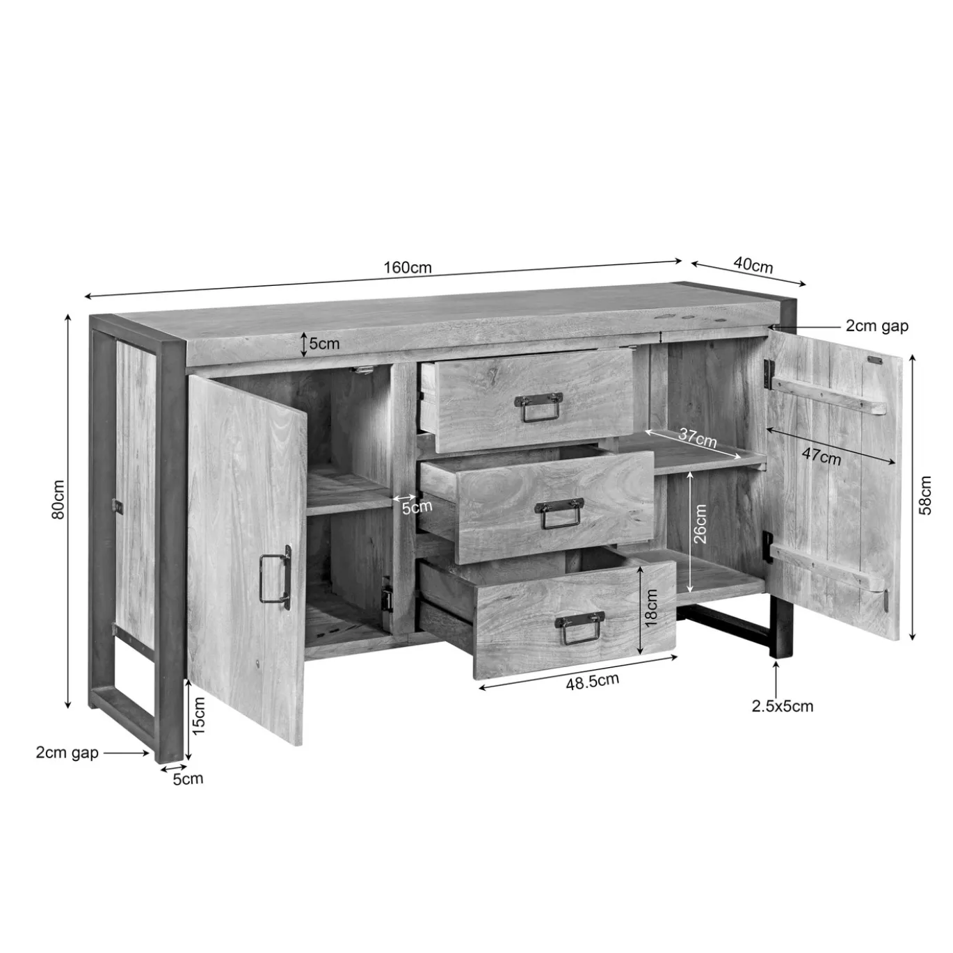 Starfurn Dressoir Britt 160cm Dicht