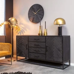 StarFurn Dressoir New York Mangohout Zwart 165cm