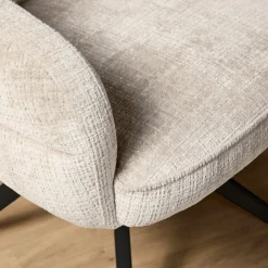 Starfurn Eetkamerstoel Bella Off White Poot Zwart Met Armleuning
