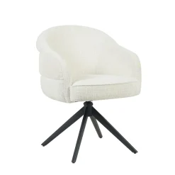Starfurn Eetkamerstoel Bella Off White Poot Zwart Met Armleuning