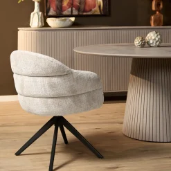 Starfurn Eetkamerstoel Bella Off White Poot Zwart Met Armleuning