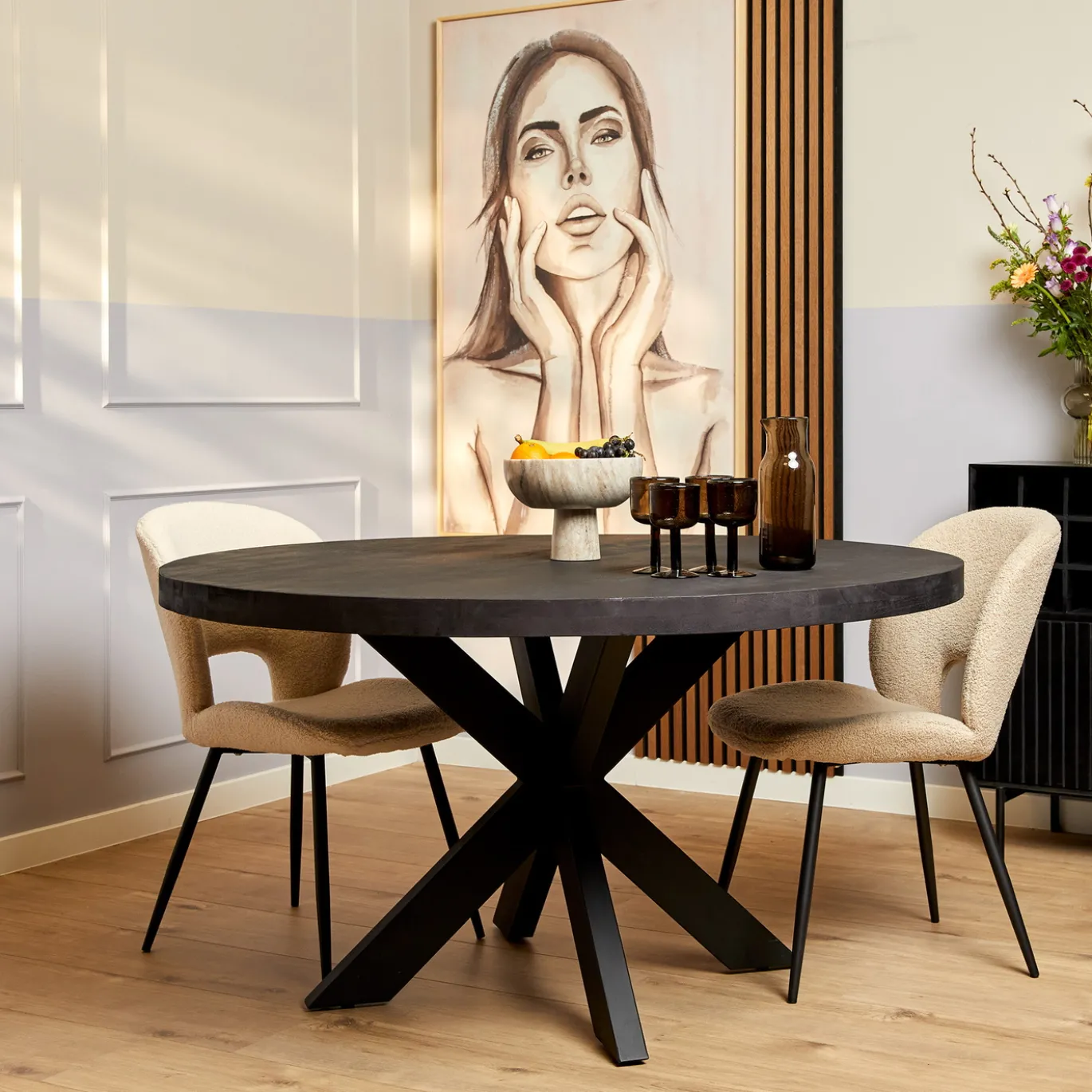 StarFurn Eetkamertafel Denver Zwart Ø110cm