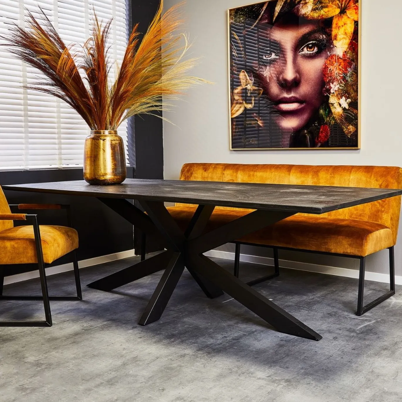 StarFurn Eetkamertafel New York Mangohout Zwart Rechthoek 200cm