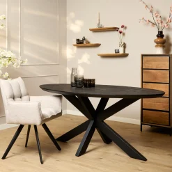 StarFurn Eettafel Brandy Zwart 160cm Ovaal