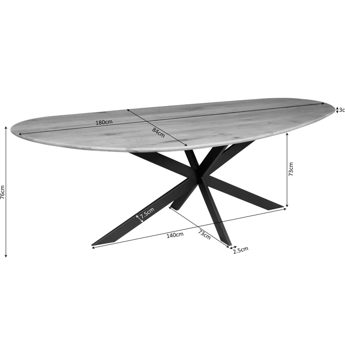 StarFurn Eettafel Cloud 180cm Eiken Bruin