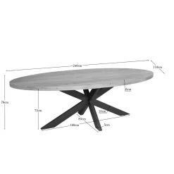 Starfurn Eettafel Dakota 240cm Ovaal Naturel