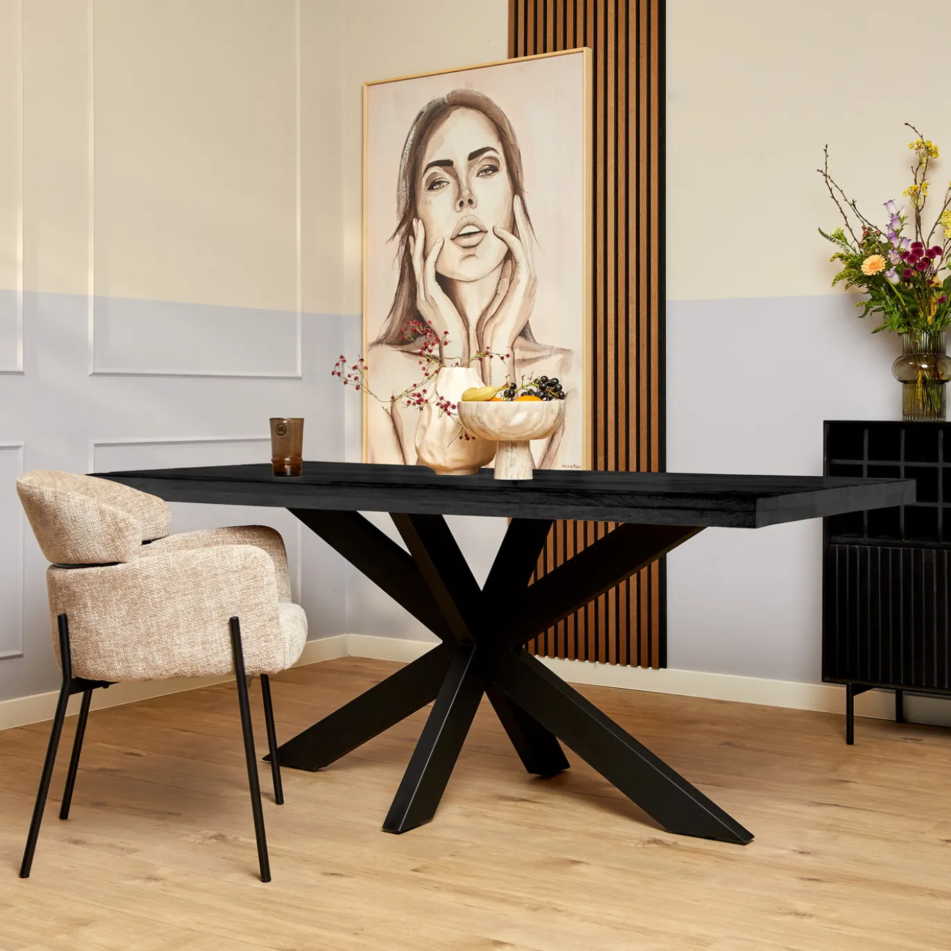 StarFurn Eettafel Denver Rechthoek Zwart 200cm