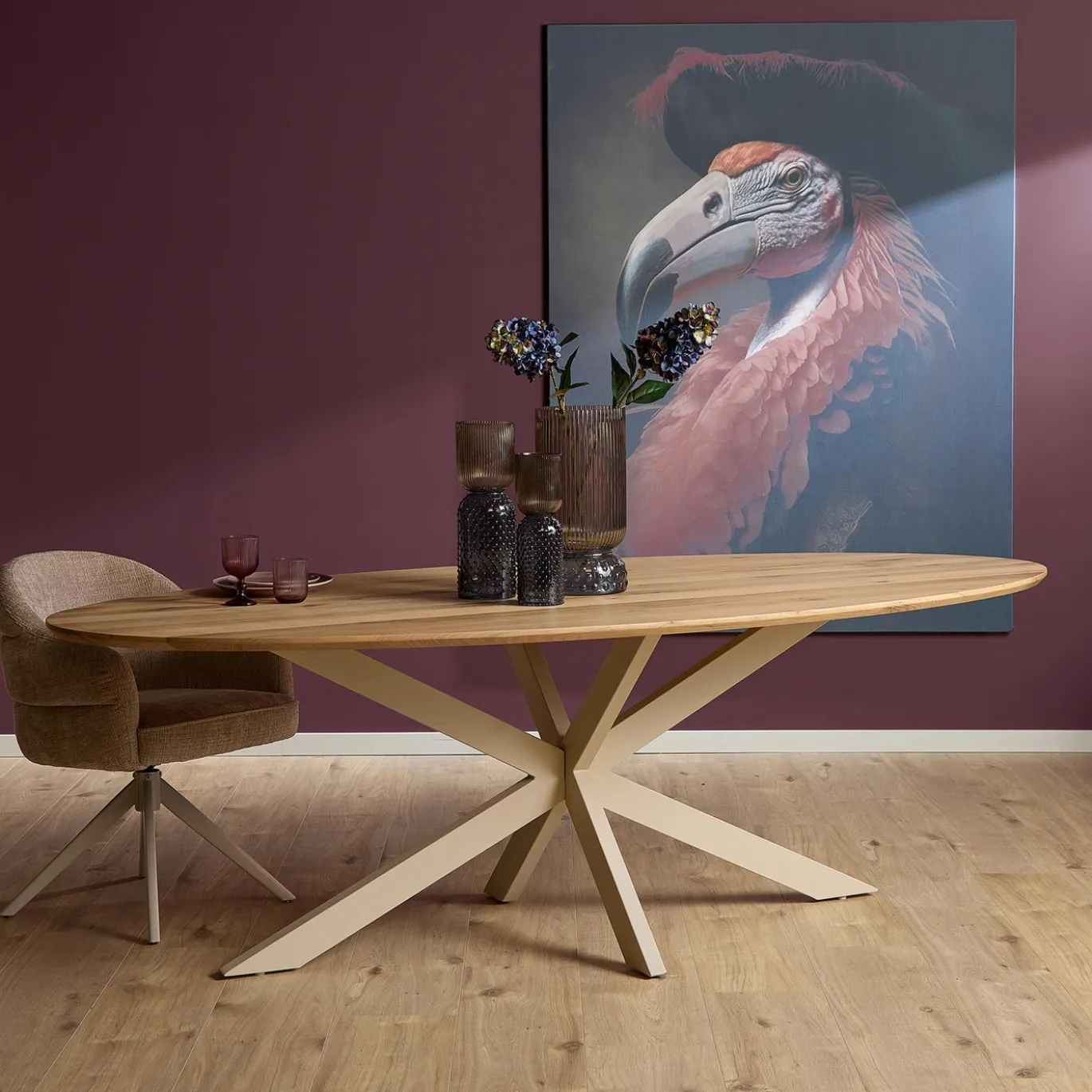 Starfurn Eettafel Ferris Ovaal 210cm Eiken Naturel Poot Zand