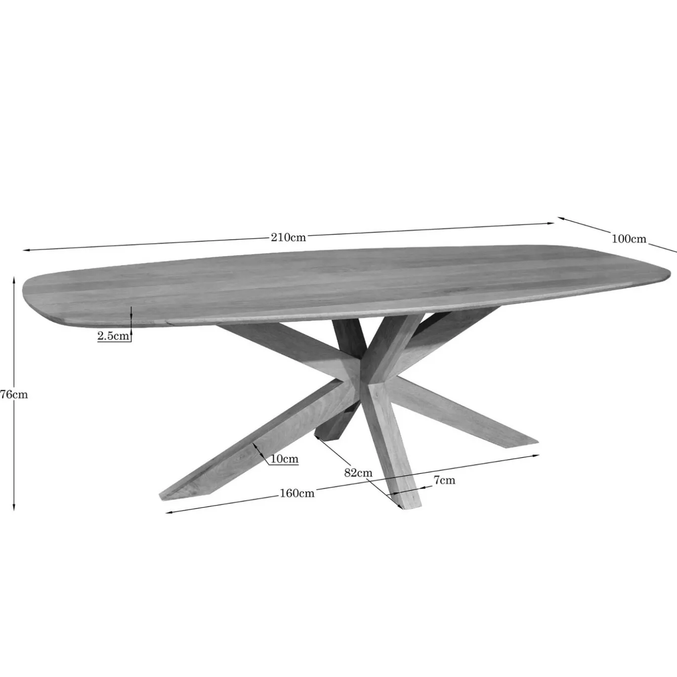 Starfurn Eettafel Nina Deens ovaal 210cm