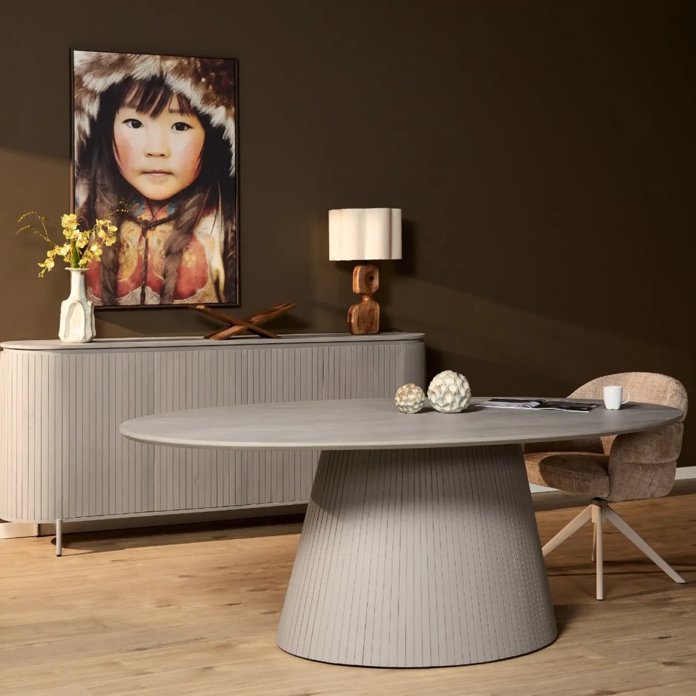 StarFurn Eettafel Solana 210cm Ovaal Taupe