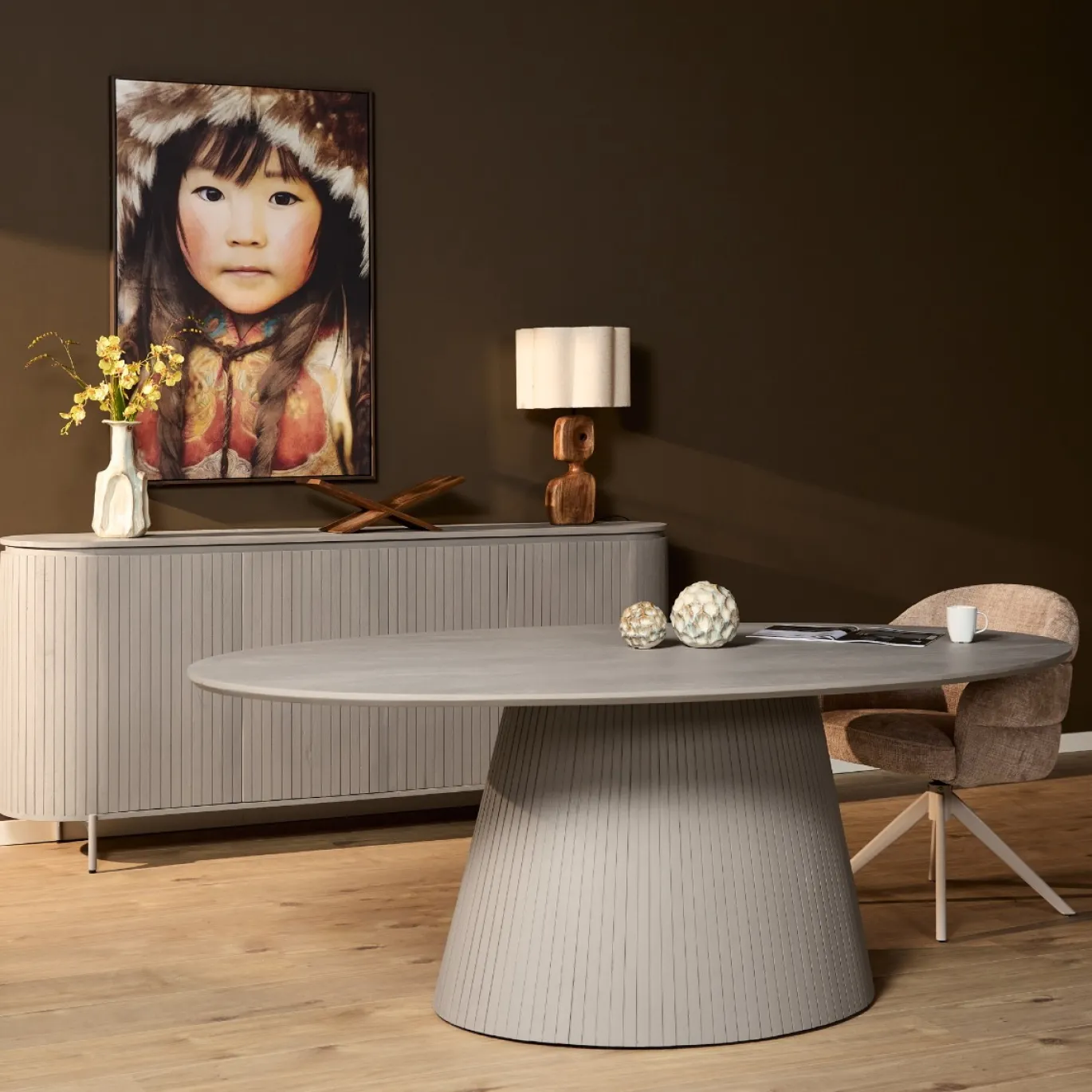 StarFurn Eettafel Solana 210cm Ovaal Taupe