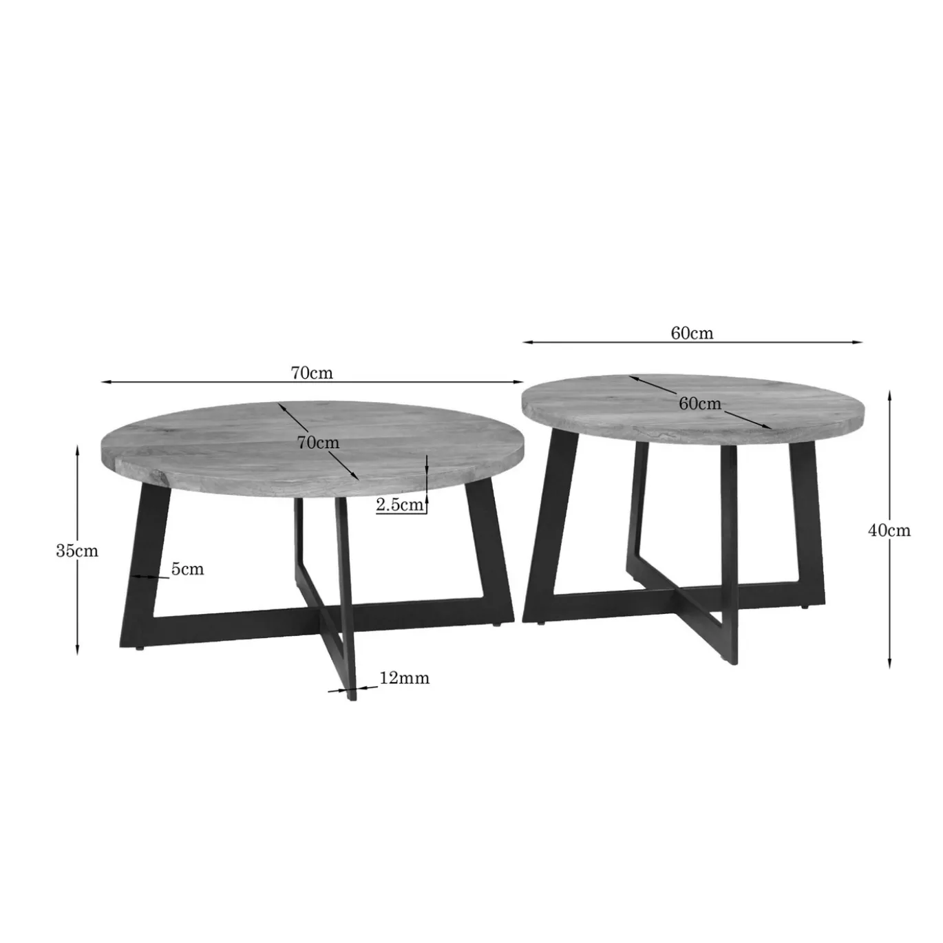 Starfurn Salontafel Atlanta 70cm Set van 2