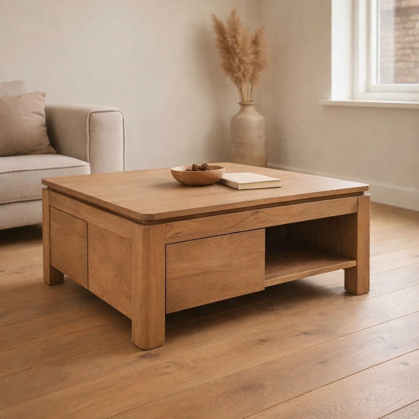 StarFurn Salontafel Dallas Naturel Mangohout 80cm