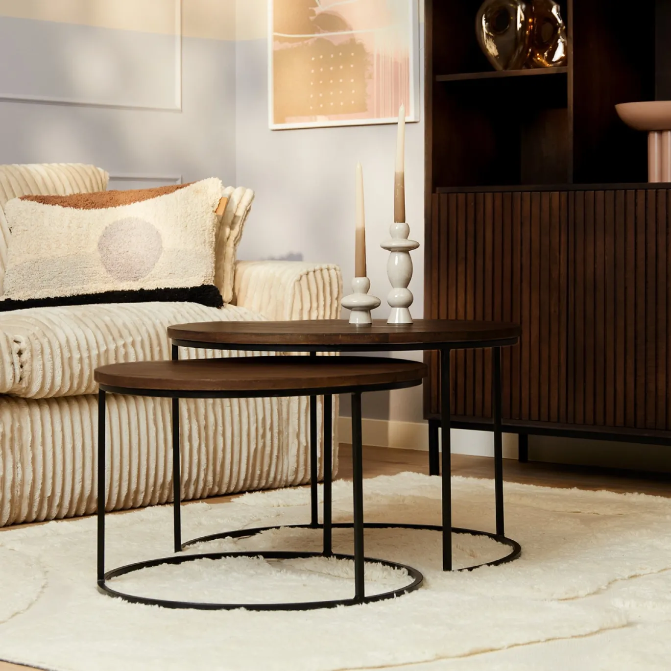 StarFurn Salontafel Madison Bruin 70cm set van 2