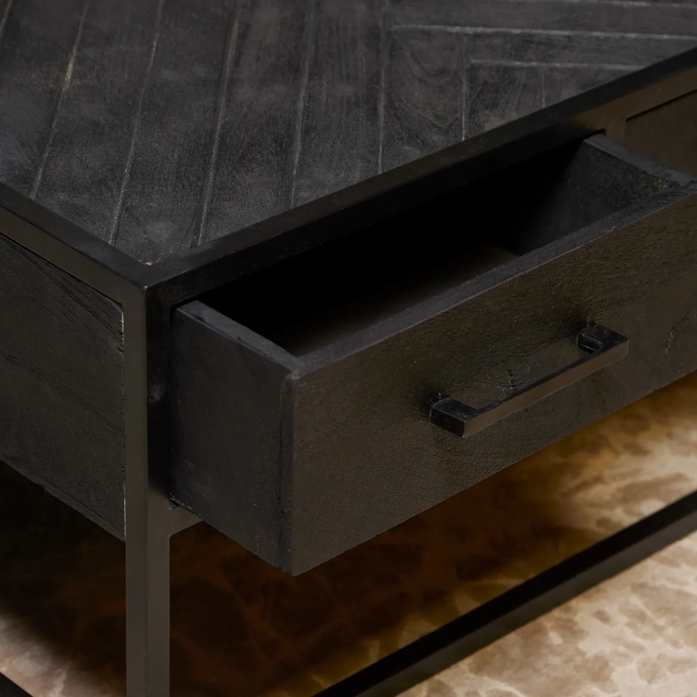 StarFurn Salontafel New York Mangohout Zwart 80x80cm