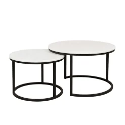 StarFurn Salontafel Nova Set van 2 Rond Wit Marmer