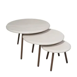 StarFurn Salontafel Ohio Zand Mangohout Set van 3 Ø70cm
